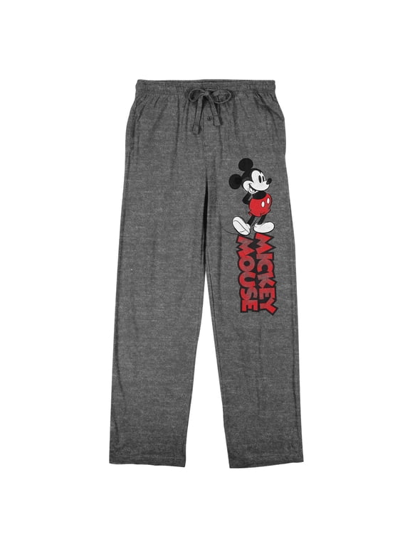 Mickey Mouse Classic Playful Pose Adult Gray Heather Sleep Pajama Pants-Medium