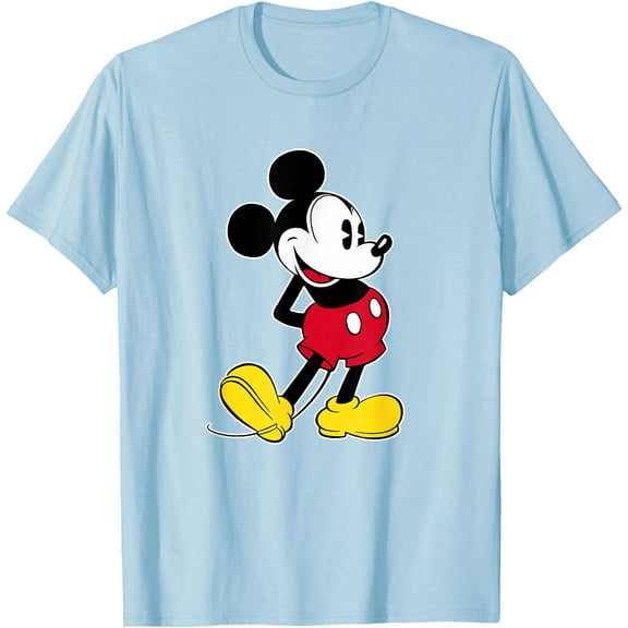 Mickey Mouse Classic Pose DTG Print Unisex T-Shirt,Light Blue Color,Size 4XL