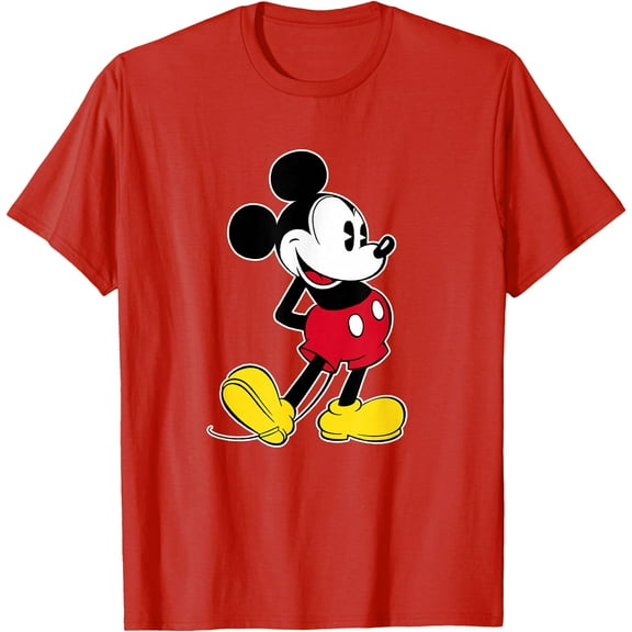 Mickey Mouse Classic Pose DTG Print Unisex T-Shirt,Red Color,Size 4XL