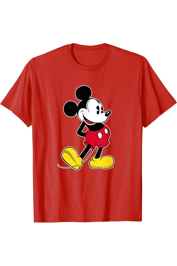 Mickey Mouse Classic Pose DTG Print Unisex T-Shirt,Red Color,Size L