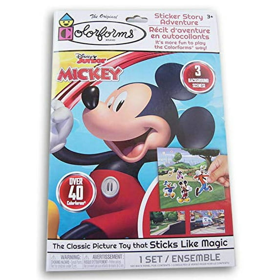 Mickey Mouse Colorforms Sticker Story Adventure - The Classic Picture Toy That Sticks Like Magic - 3 Background Scenes and Over 40 Colorforms