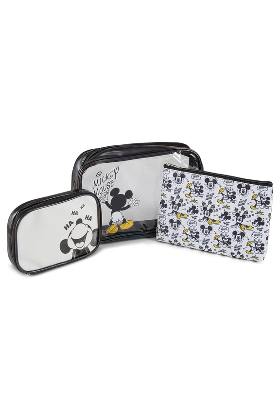Cosmetic Case Set, 3 Piece Set Travel Cosmetic Pouch for Kids & Adults Black Mickey
