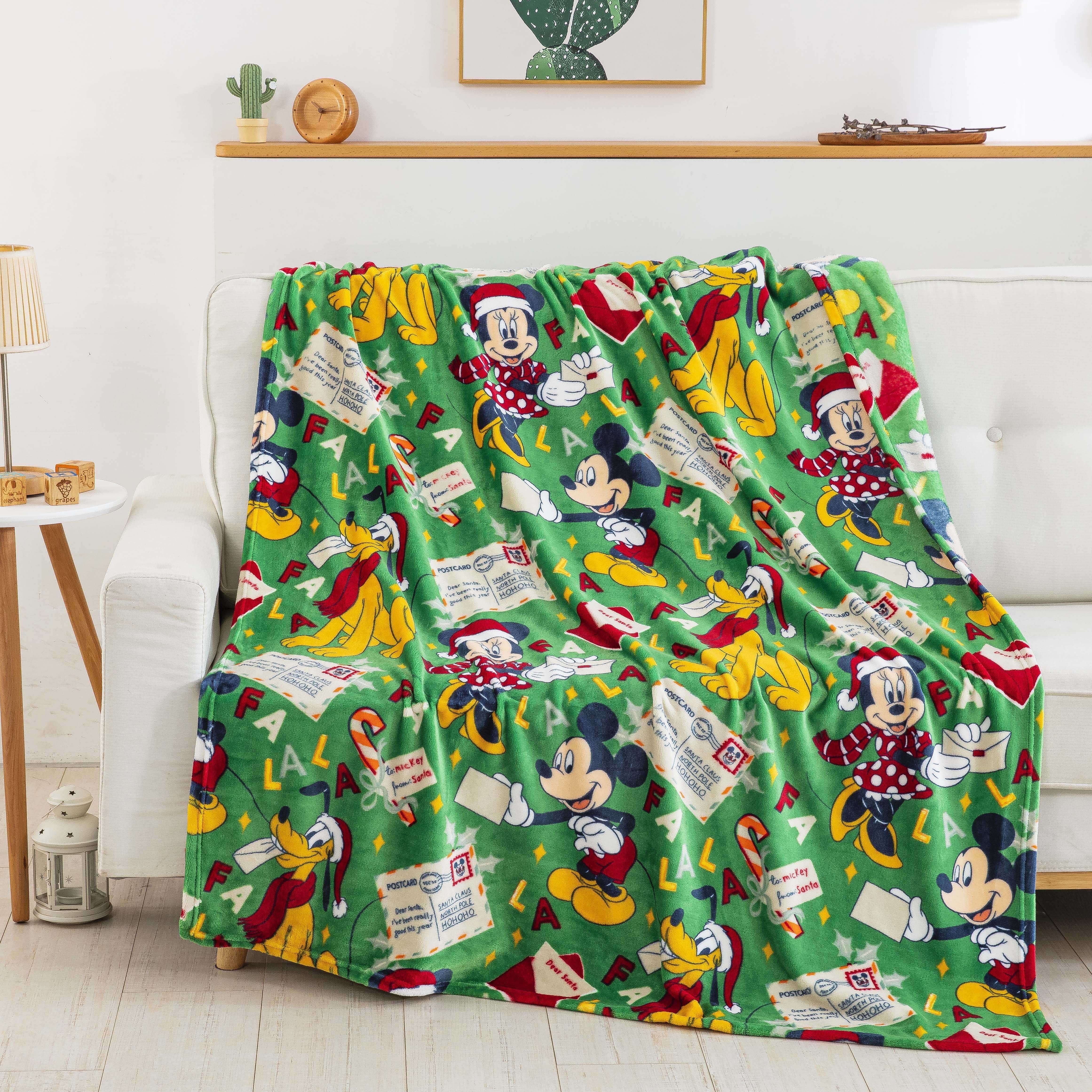 Mickey Mouse Dear Santa Disney Kids Silk Touch Throw Blanket, 50 x 70 inches Green