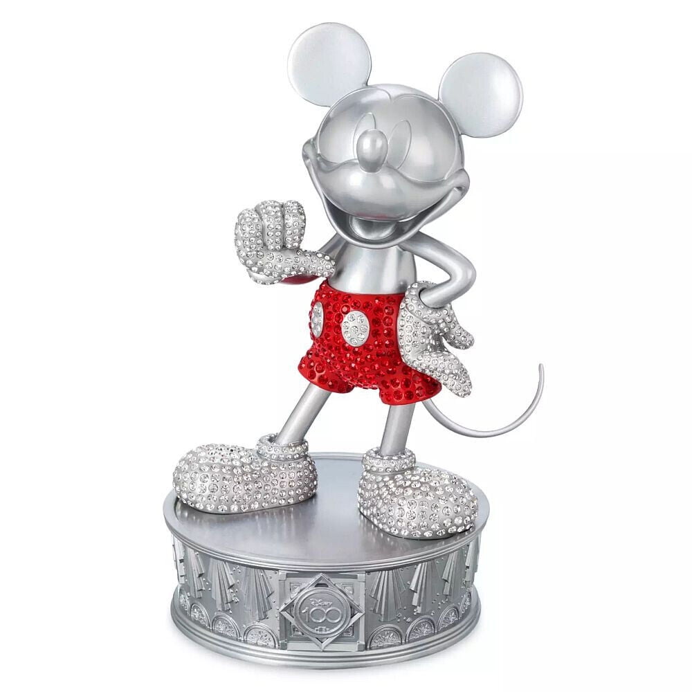 Limited Edition Platinum Mickey Mouse Figurine with Red Gem Shorts