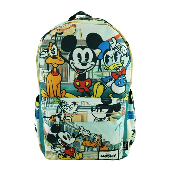 Mickey Mouse Deluxe Oversize Print Large 16" Backpack with Laptop Compartment - A19757