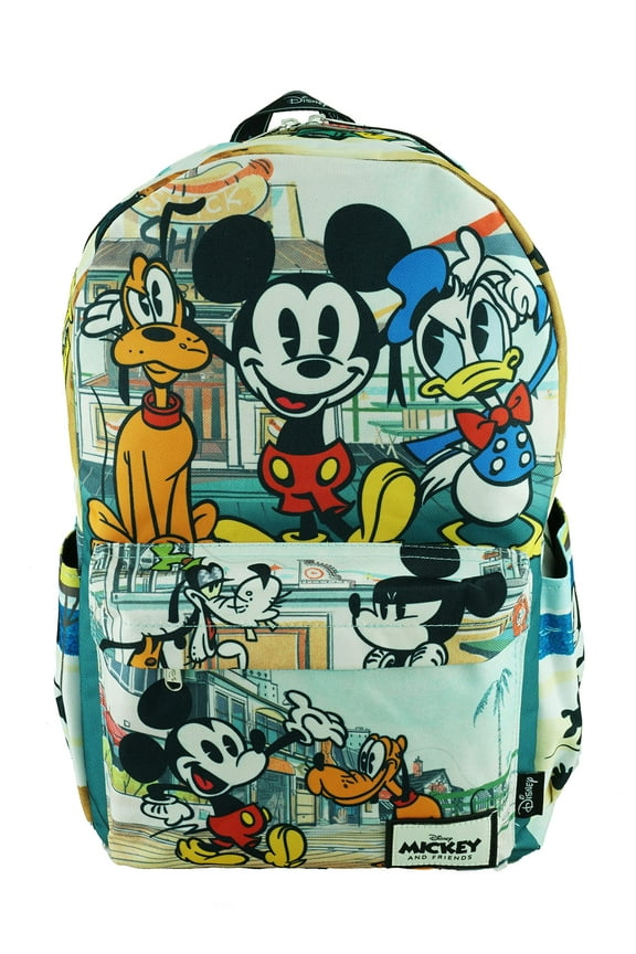 Mickey Mouse Deluxe Oversize Print Large 16" Backpack with Laptop Compartment - A19757