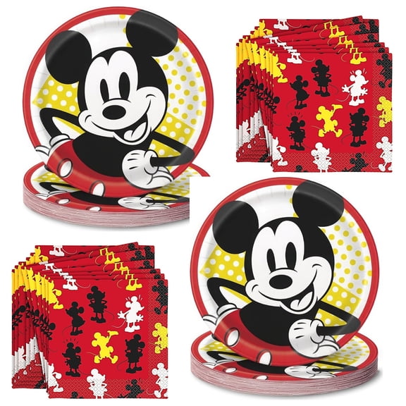 Mickey Mouse Dinner Plates and Napkins Set for 16 Guests