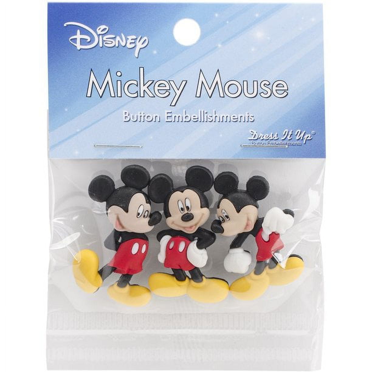 JESSE JAMES BEADS Mickey Mouse Disney Buttons - Iconic Character Embellishments for Creative Crafts & Sewing - Dress It Up Buttons