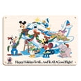thumbnail image 1 of Mickey Mouse and Disney Characters - Happy Holidays to All - Delta Air Lines (Official Airline of Disney World) - Vintage Travel Poster c.1960s - 8 x 12 inch Vintage Wood Art Sign, 1 of 4
