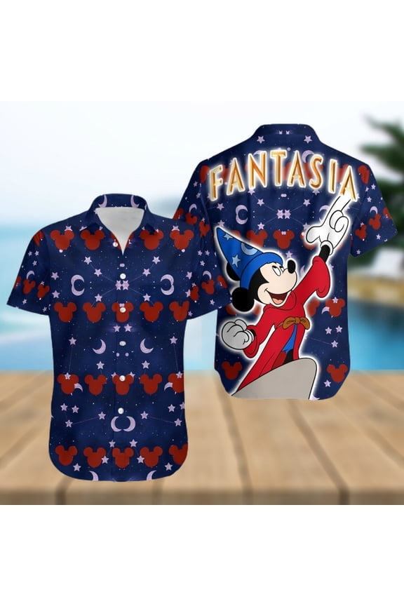 Mickey Mouse Disney Ear Pattern Fantasia Full Printing Hawaiian Shirt