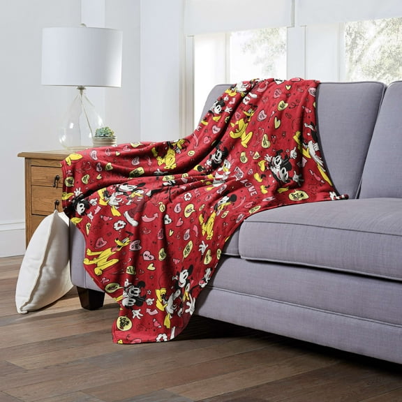 Mickey Mouse Disney I Love Us Silk Touch Throw Blanket 50x70 Inches