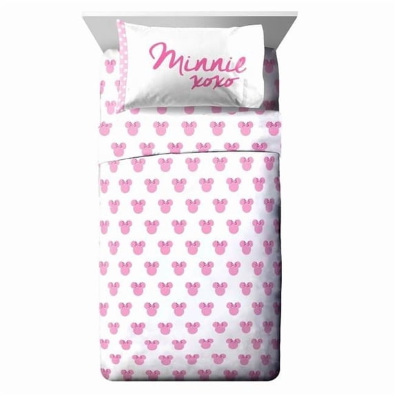 Mickey Mouse 820832 Disney Minnie Mouse XoXo All Over Print Twin Sheet Set - 3 Piece