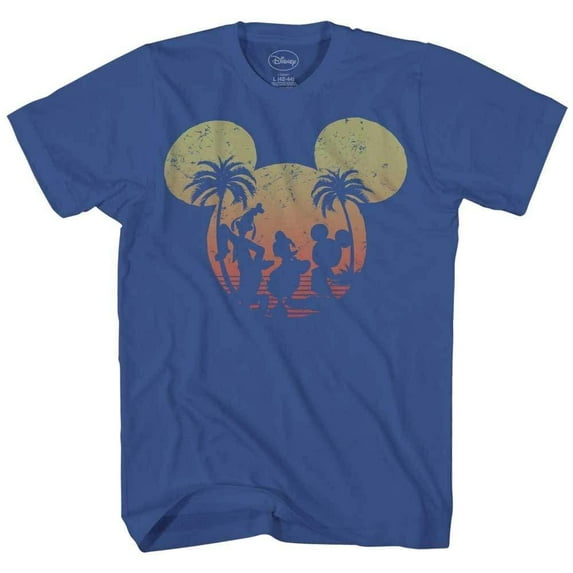 Mickey Mouse Donald Duck Goofy Sunset Disneyland Disney World Funny Mens Adult Graphic Tee T-shirt Light Navy