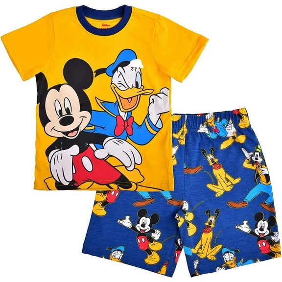 Mickey Mouse, Donald Duck and Pluto Boys 2 Piece Pajama Short Set, Toddler