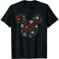 thumbnail image 1 of Mickey Mouse Ear Icon Holiday Snowflakes DTG Print Unisex T-Shirt,Black Color,Size 4XL, 1 of 5