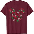 thumbnail image 1 of Mickey Mouse Ear Icon Holiday Snowflakes DTG Print Unisex T-Shirt,Maroon Color,Size XL, 1 of 5