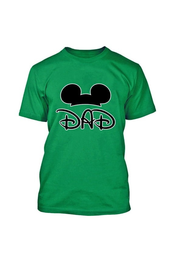 Mickey Mouse Ears DAD Prented T-Shirt Father Cartoon Irish Green Tee 2X-Large