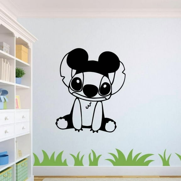 Mickey Mouse Ears Lilo and Stitch Disney Cartoon Wall Sticker Art Decal for Boys Girls Room Bedroom Kindergarten Nursery House Fun Home Decors Stickers Wall Art Vinyl Decoration Size (10x8 inch)