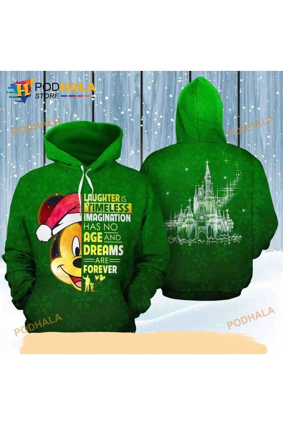 Mickey Mouse Face Christmas Quote Green 3D Hoodie T-Shirt