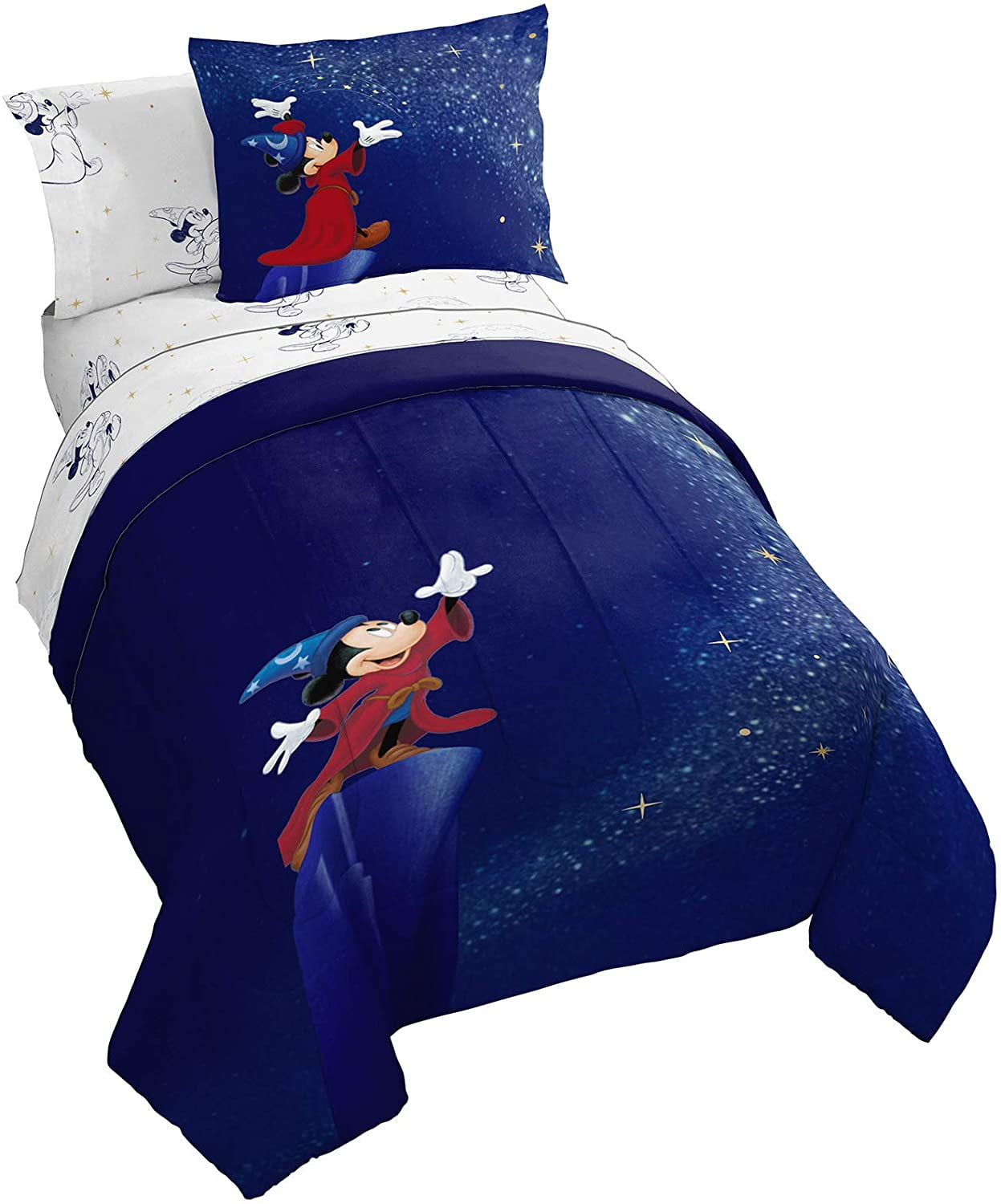 Mickey Mouse Fantasia Full Comforter & Sheet Set (7 Piece Bed in A Bag