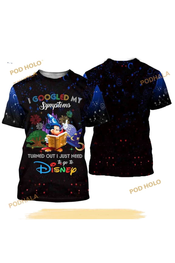 Mickey Mouse Fantasia Quotes Blue Pattern Disney Cartoon Casual 3D Shirt
