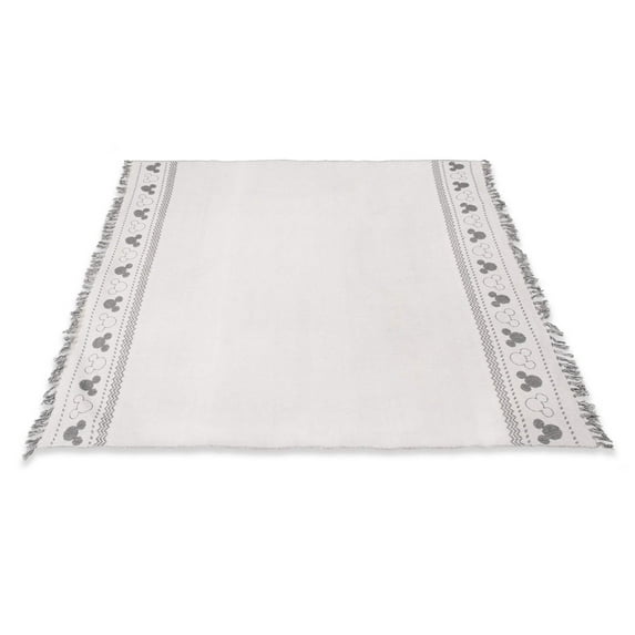 Mickey Mouse - Farmhouse Picnic Blanket, White with Gray Accents