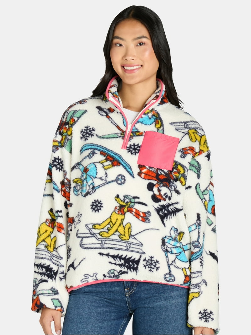 Mickey Mouse & Friends 1/4 Zip Fleece Sweatshirt, Women's