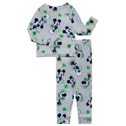 Mickey Mouse Girls 2- Piece St Patricks Day Long Sleeve and Pant Pajama Set, Sizes 4-10