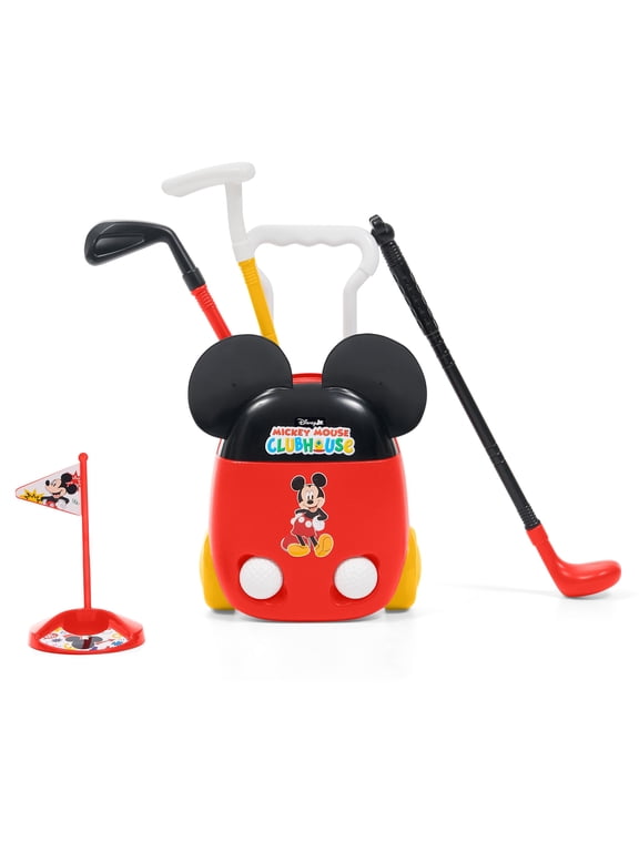 Mickey Mouse Golf Sports Set by Delta Children - 8-Piece Toddler Golf Playset with Wheeled Golf Bag, 3 Clubs, 2 Balls & Putting Hole