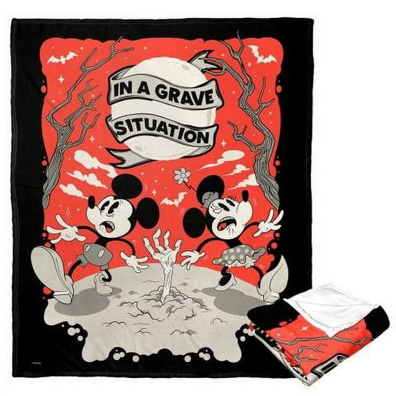Mickey Mouse Grave Situation Disney Kids Silk Touch Throw Blanket, 50 x 60 inches Red