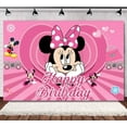thumbnail image 1 of Happy Birthday Minnie Anime Cartoon Theme Backdrops Banner Birthday Party Decor Supplies,5.9x3.6ft, 1 of 4