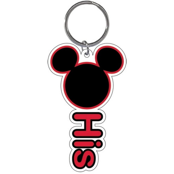 Mickey Mouse Head"His" Lasercut Keychain, Disney Themed Key Ring, 3 Inch