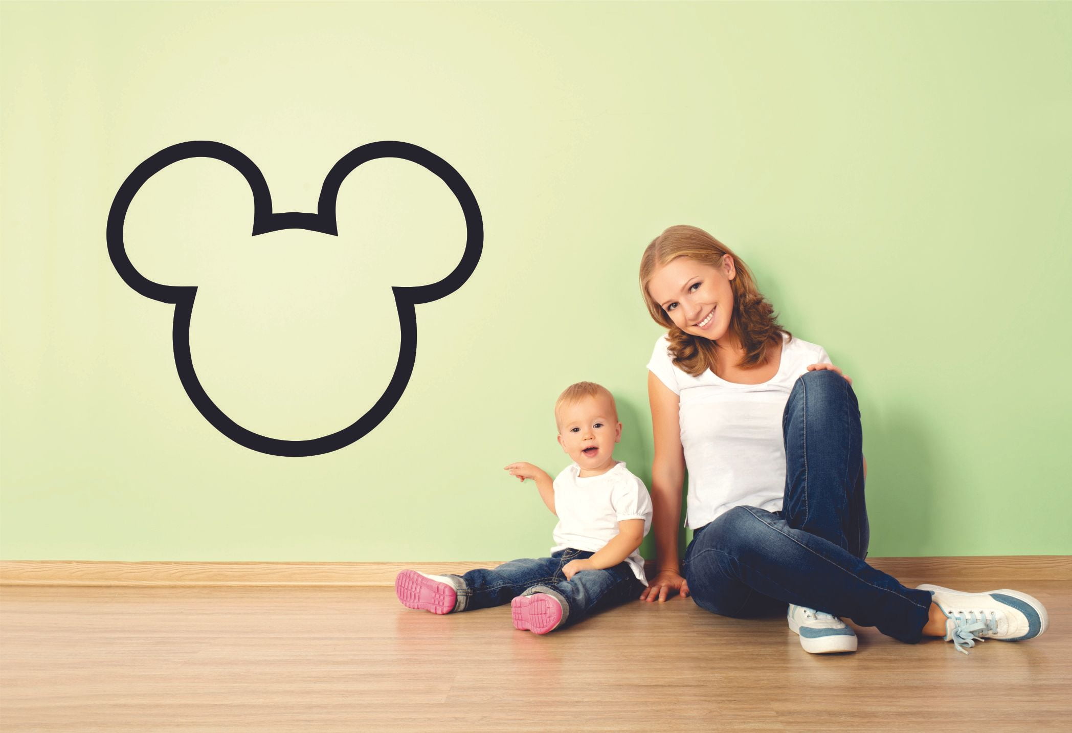 Mickey Mouse Head Outline Disney Logo Mickey Cartoon Wall Sticker Art Decal for Girls Boys Room Bedroom Nursery Kindergarten House Fun Home Decor Stickers Wall Art Vinyl Decoration Size (35x40 inch)