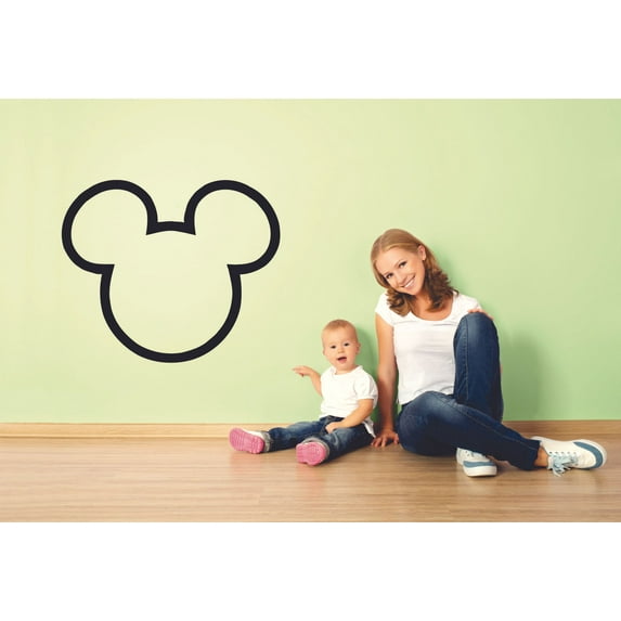 Mickey Mouse Head Outline Disney Logo Mickey Cartoon Wall Sticker Art Decal for Girls Boys Room Bedroom Nursery Kindergarten House Fun Home Decor Stickers Wall Art Vinyl Decoration Size (35x40 inch)