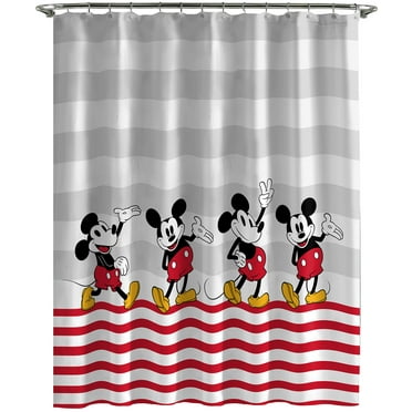 Mickey Mouse Hello There Kids 70" X 72" Kids Shower Curtain, 100% Microfiber, Grey