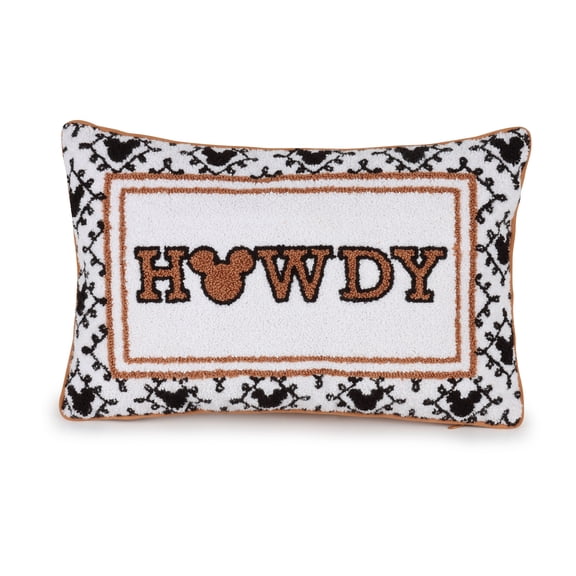 Disney Mickey Mouse Howdy Needlepoint Shaped Decorative Pillow, 16" x 10"