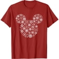 thumbnail image 1 of Mickey Mouse Icon Holiday White Snowflakes DTG Print Unisex T-Shirt,Red Color,Size YXS, 1 of 5