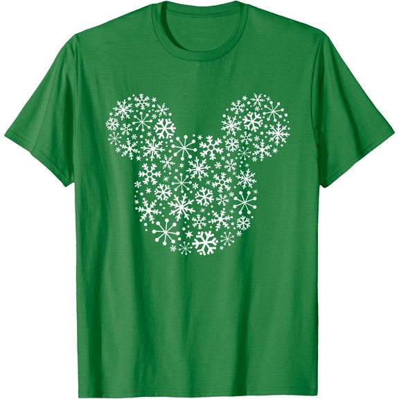 Mickey Mouse Icon Holiday White Snowflakes DTG Print Unisex T-Shirt