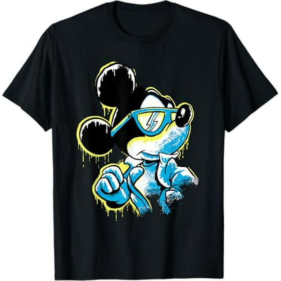 Mickey Mouse Icy Cool Paint Drip T-Shirt For Men Women, Cartoon Character Themed Tee, Black Color, Size 5XL