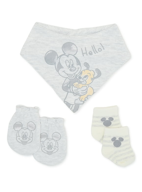 Mickey Mouse Infant Bib, Socks and Mittens Set, 3-Piece