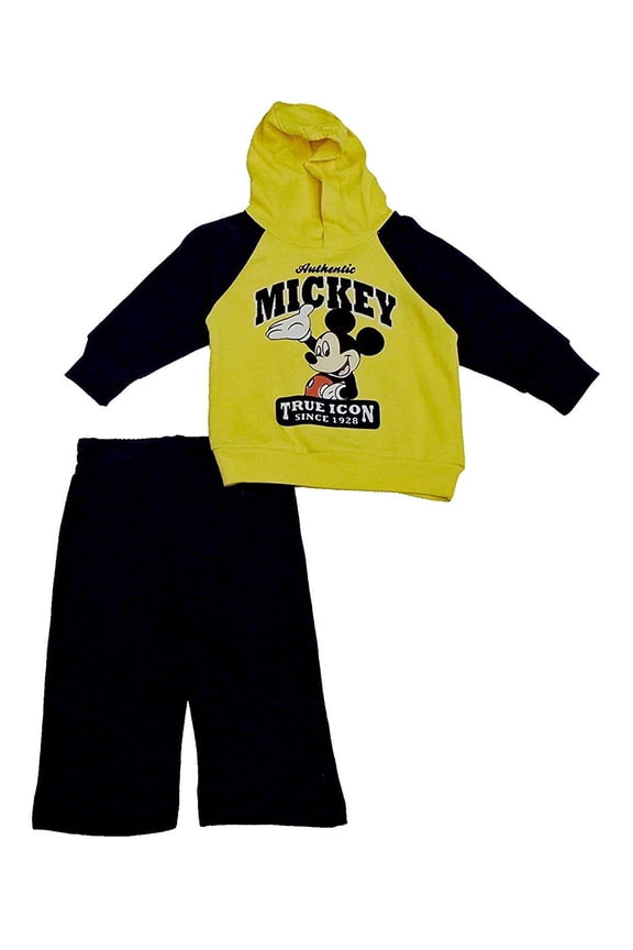 Infant Boys 2pc Fleece Jog Set Mickey 12Mos Yellow and Navy