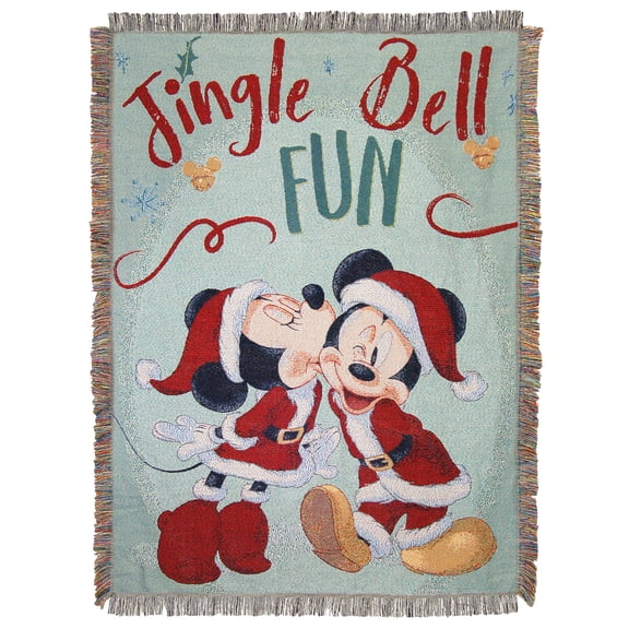 Mickey Mouse Jingle Bell Fun Woven Tapestry Throw Blanket