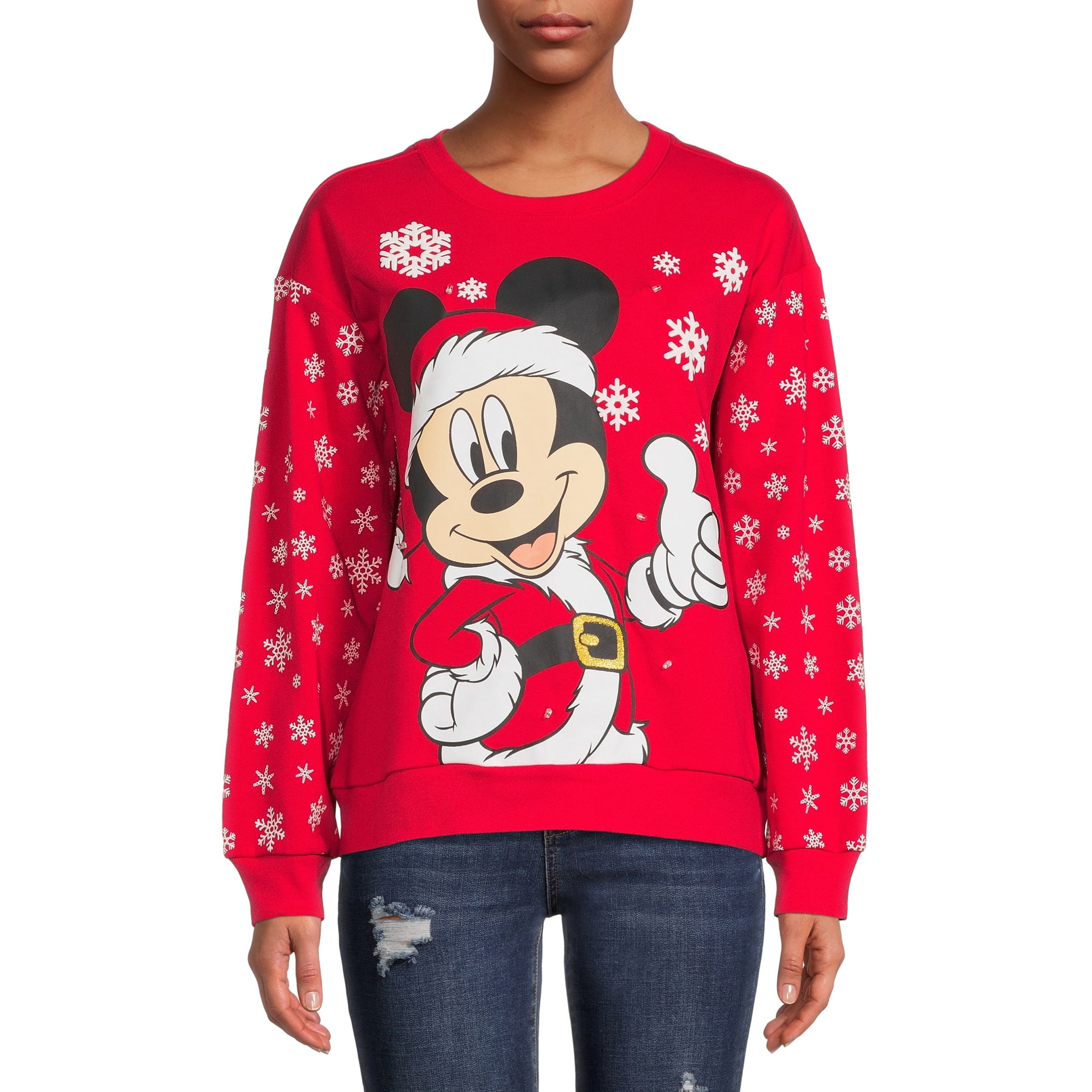 Mickey Mouse Juniors' Christmas Light-Up Sweatshirt - Walmart.com