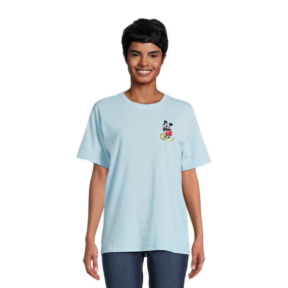 Mickey Mouse Juniors’ Front and Back Graphic Tee with Short Sleeves, Sizes XS-XXXL