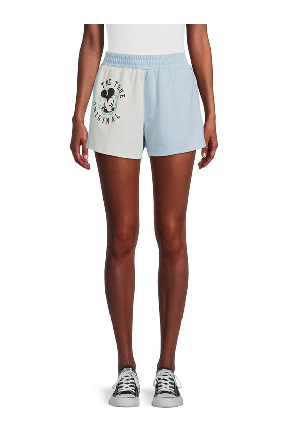 Mickey Mouse Juniors’ Graphic Fleece Shorts, 3” Inseam, Sizes XS-3XL