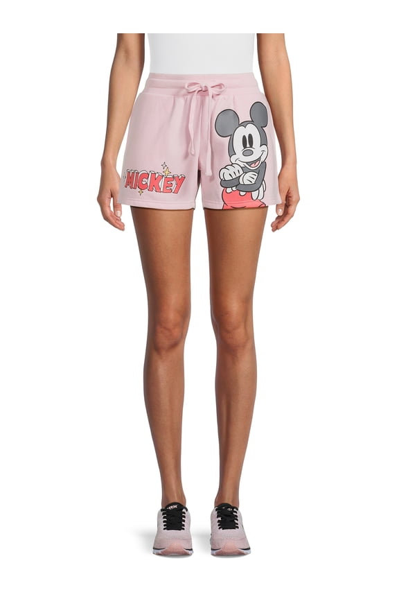 Mickey Mouse Juniors' Graphic Pull-On Shorts, 4" Inseam, Sizes XS-3XL