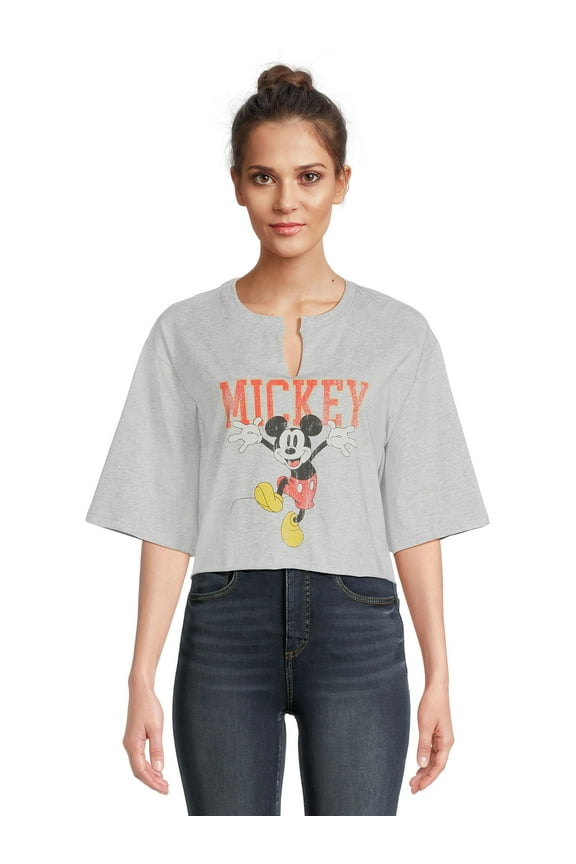 Mickey Mouse Juniors Mickey Mouse Graphic T-shirt with Short Sleeves, Sizes XS-3XL (Juniors)