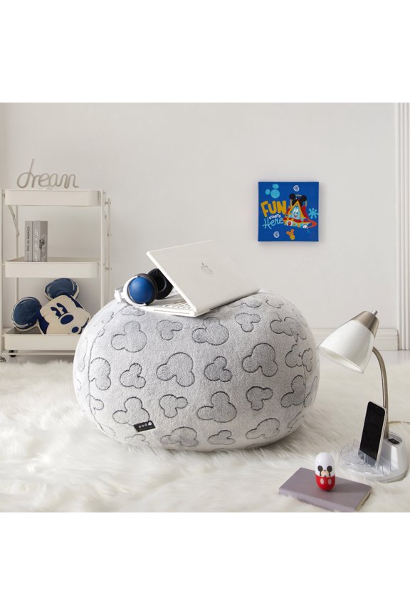 Super Soft Embossed Faux Fur Round Bean Bag Chair, 24" x 24" x 18"