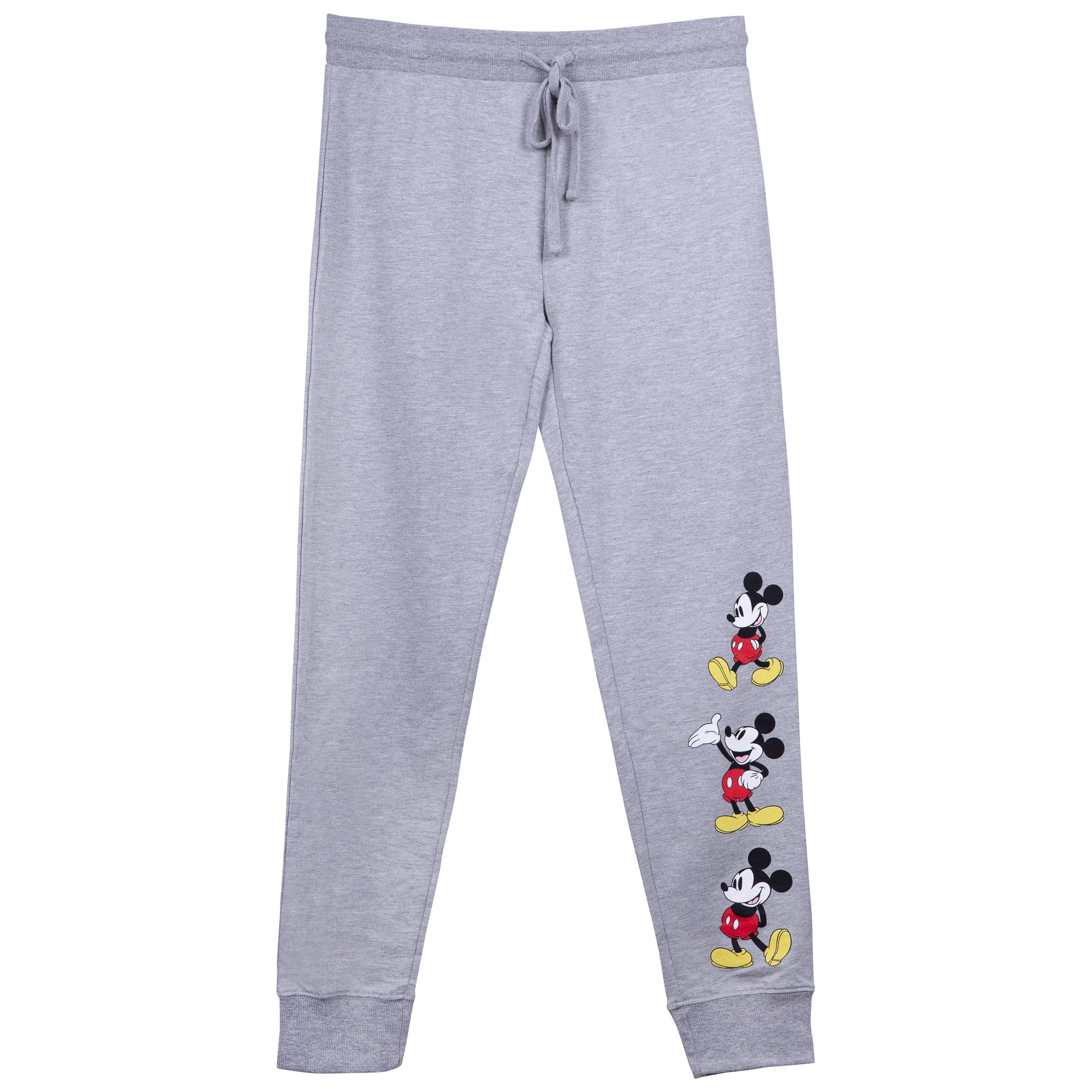 Mickey Mouse Leg Logo Ladies Grey Sweatpants-Small 