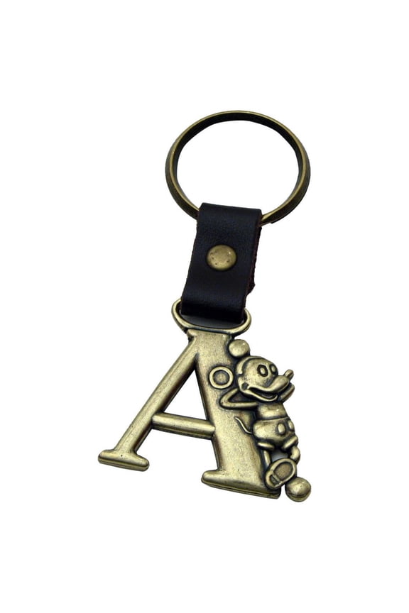 Mickey Mouse Letter A Brass Key Chain